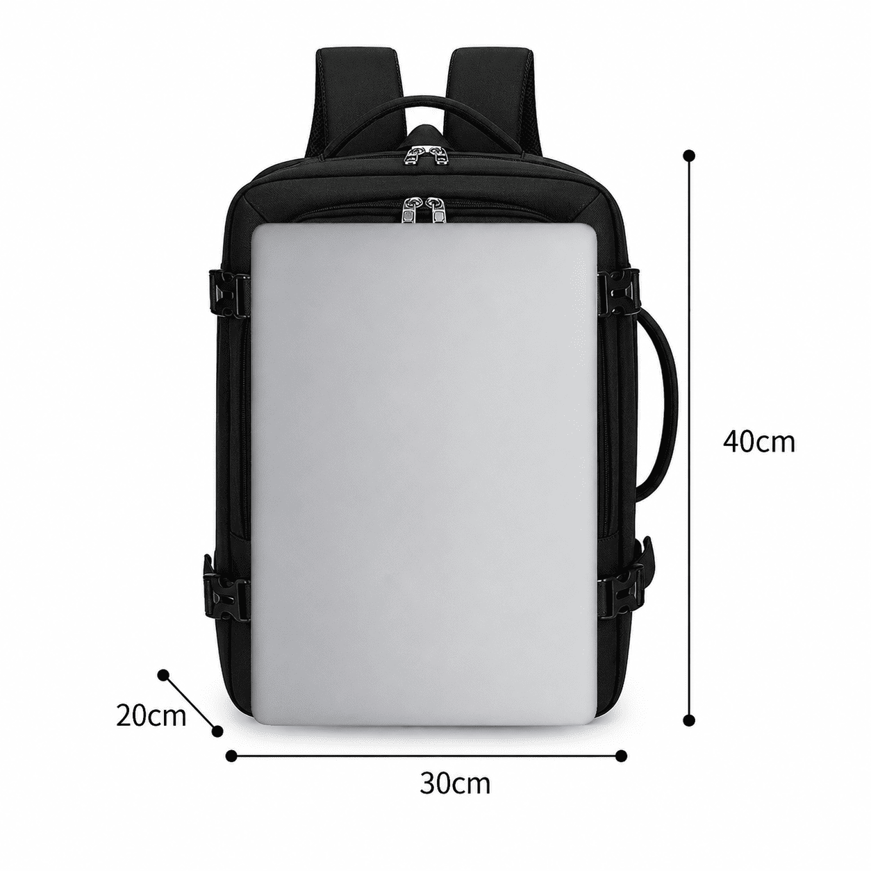 MOCHILA VIAJERA CABINERA 40X30X20CM MEDIDAS EUROPEAS EQUIPAJE DE MANO EXPANDIBLE - 8