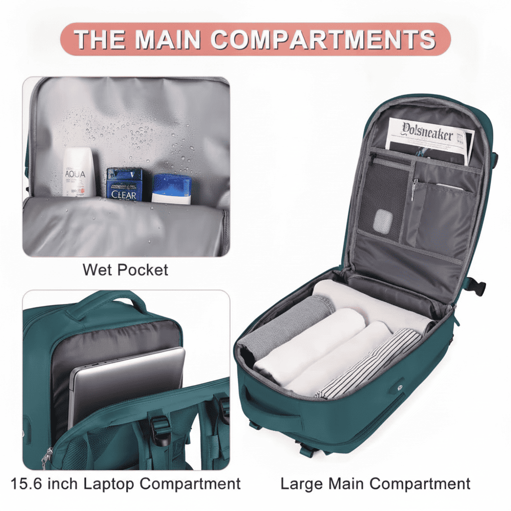 MOCHILA VIAJERA EQUIPAJE DE MANO PORTALAPTOP MULTIFUNCIONAL - 4