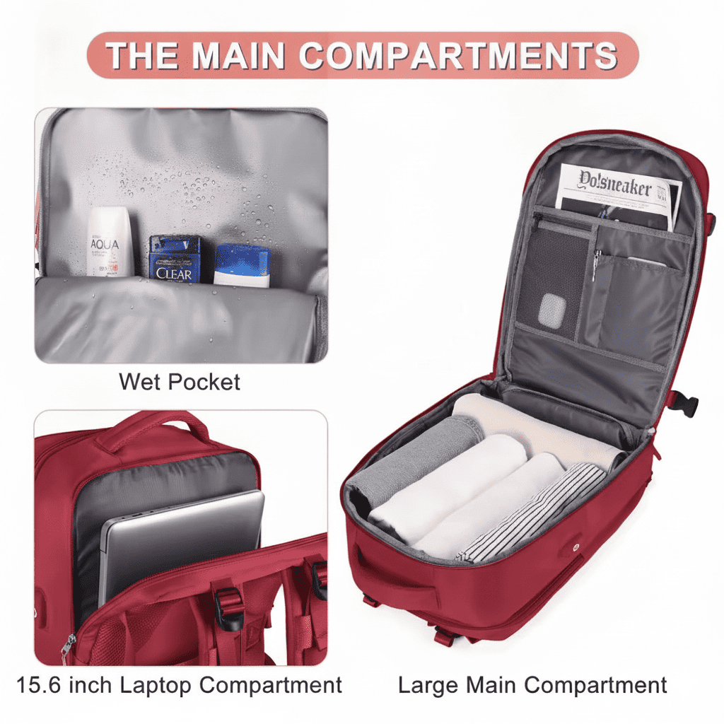 MOCHILA VIAJERA EQUIPAJE DE MANO PORTALAPTOP MULTIFUNCIONAL - 6