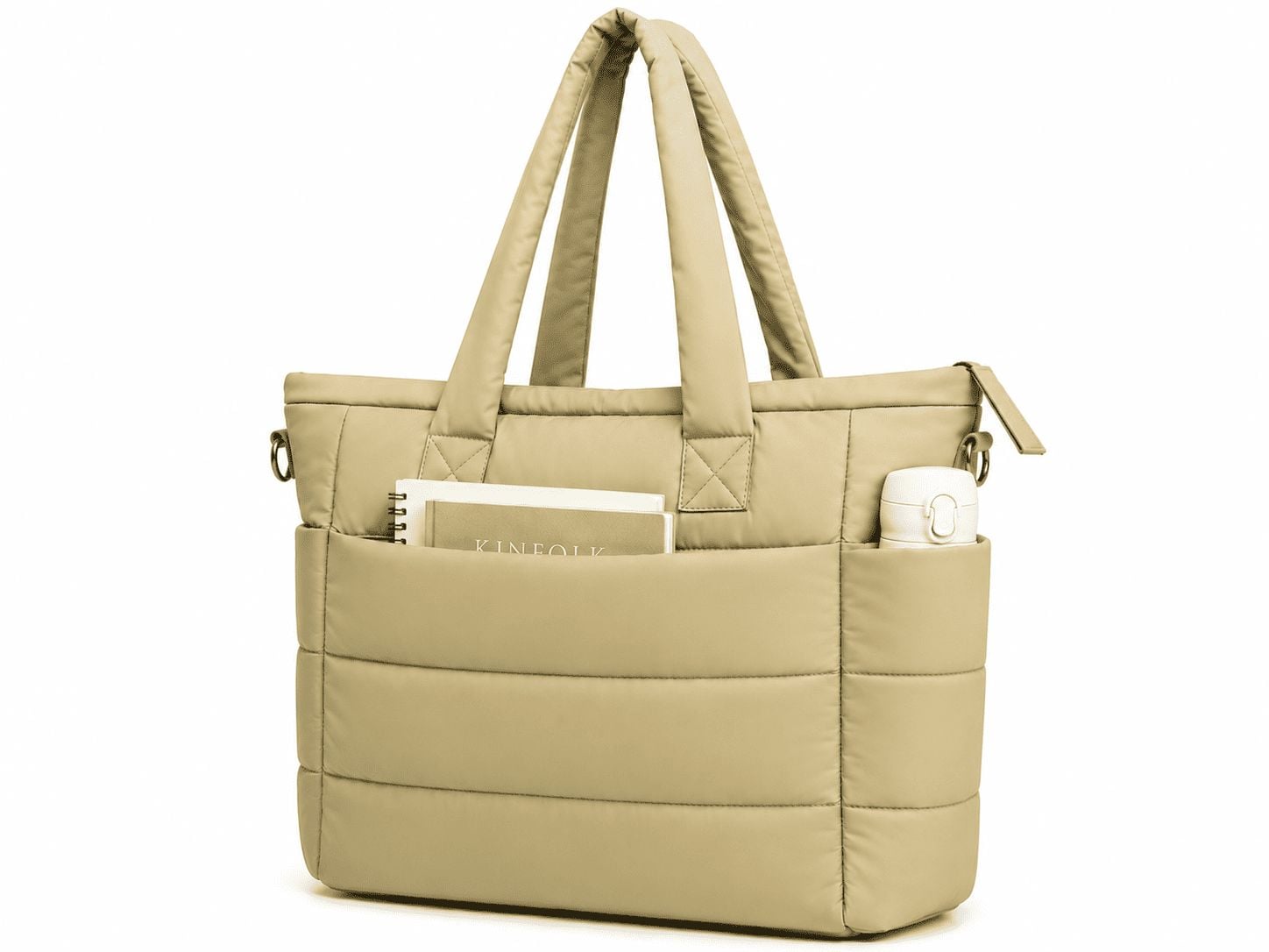 BOLSO PUFFER PORTALAPTOP, TOTE BAGS UNIVERSITARIO, EJECUTIVO Y VIAJE - HUESO - 2