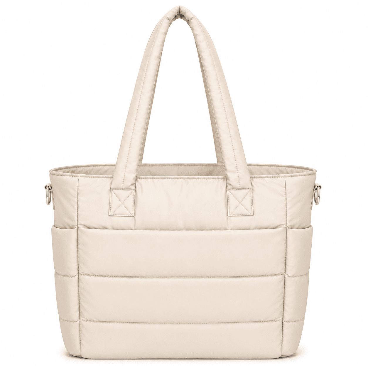 BOLSO PUFFER PORTALAPTOP, TOTE BAGS UNIVERSITARIO, EJECUTIVO Y VIAJE - HUESO - 3