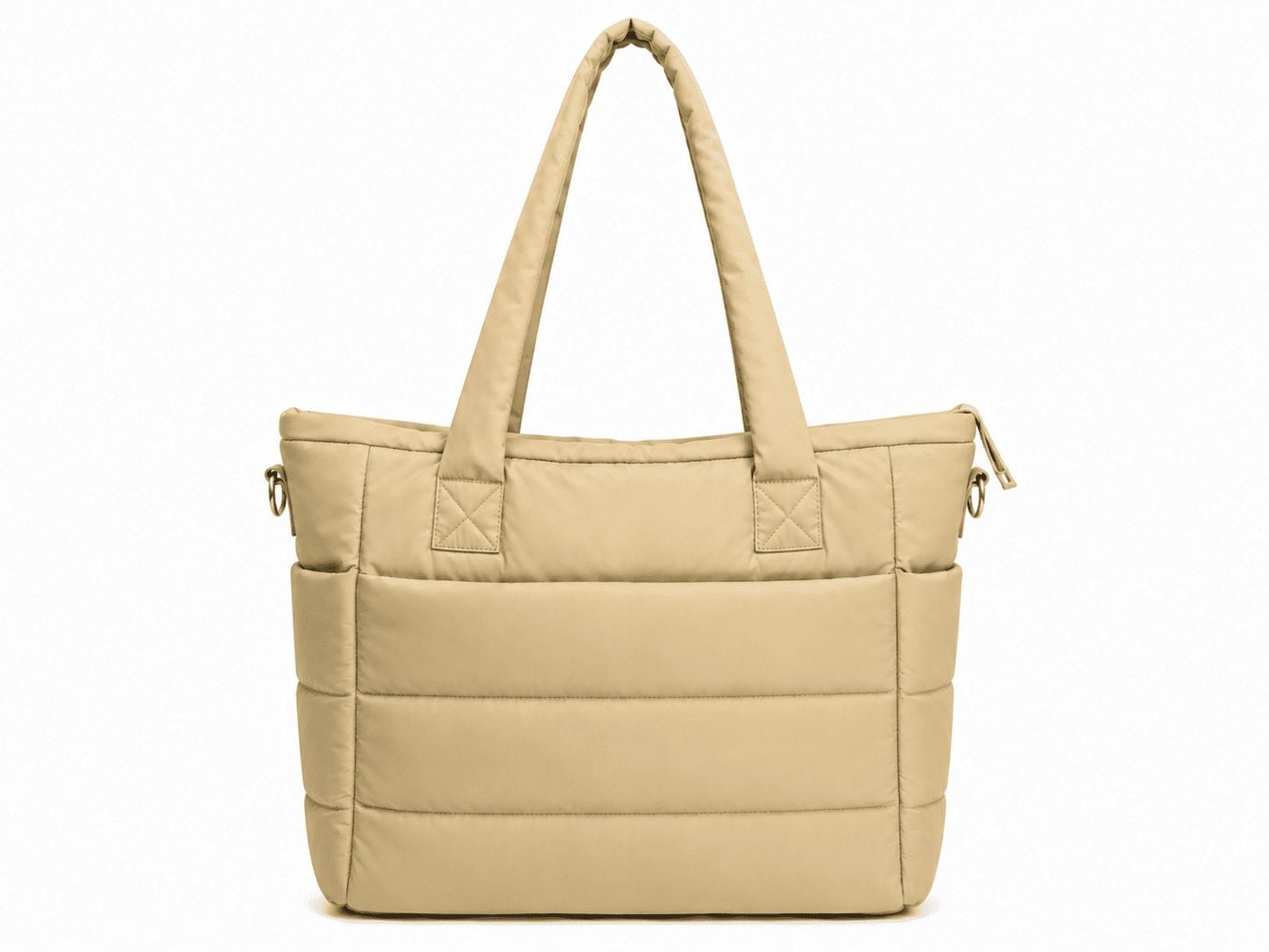 BOLSO PUFFER PORTALAPTOP, TOTE BAGS UNIVERSITARIO, EJECUTIVO Y VIAJE - HUESO - 4