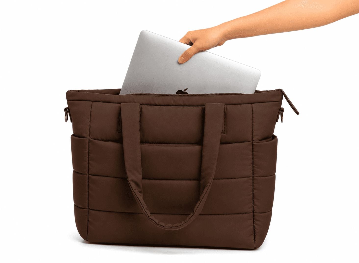 BOLSO PUFFER PORTALAPTOP, TOTE BAGS UNIVERSITARIO, EJECUTIVO Y VIAJE - HUESO - 6