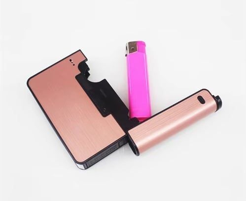CIGARRERA PORTA ENCENDEDOR PORTATIL ELEGANTE - DORADO - 2