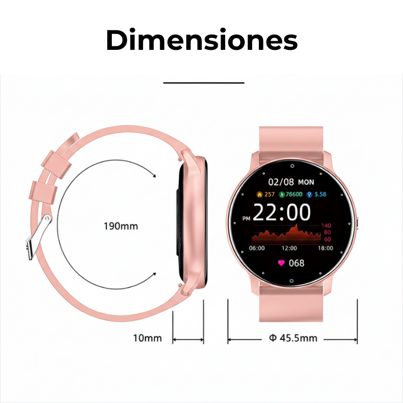 RELOJ INTELIGENTE SMARTWATCH ZL02 REDONDO UNISEX LLAMADAS BLUETOOTH FITNESS COLOR NEGRO - 2