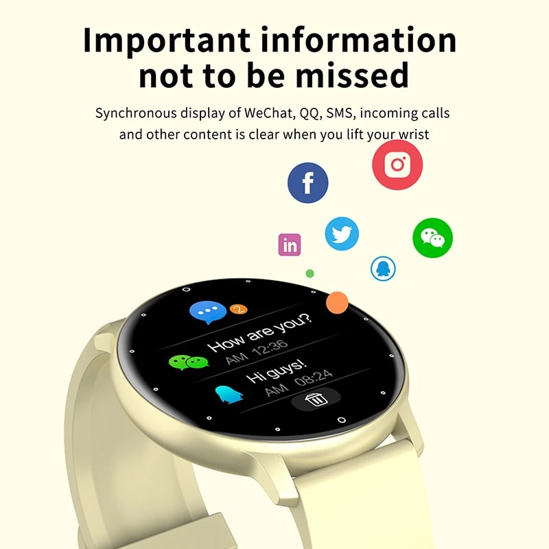 RELOJ INTELIGENTE SMARTWATCH ZL02 REDONDO UNISEX LLAMADAS BLUETOOTH FITNESS COLOR NEGRO - 6
