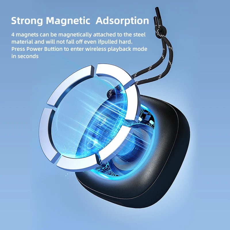 PARLANTE BLUETOOTH PORTATIL EBS-309 MAGNETICO IMPERMEABLE IPX5 PARA DEPORTES AL AIRE LIBRE CON LUCES RGB - 4