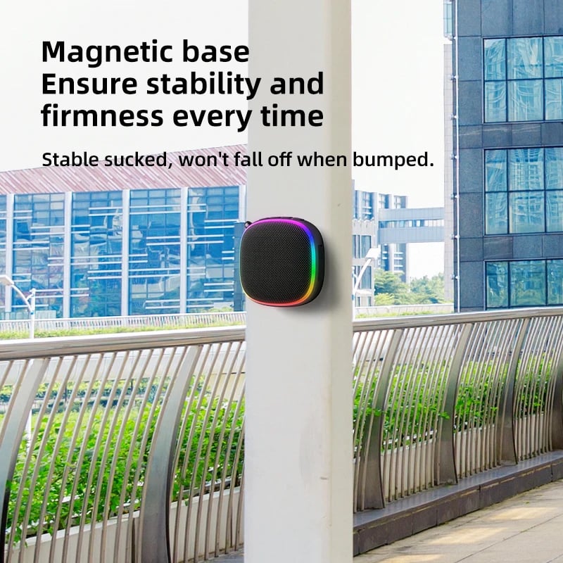 PARLANTE BLUETOOTH PORTATIL EBS-309 MAGNETICO IMPERMEABLE IPX5 PARA DEPORTES AL AIRE LIBRE CON LUCES RGB - 5