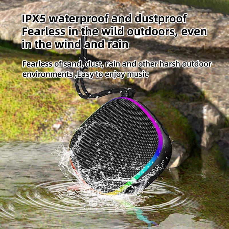 PARLANTE BLUETOOTH PORTATIL EBS-309 MAGNETICO IMPERMEABLE IPX5 PARA DEPORTES AL AIRE LIBRE CON LUCES RGB - 6