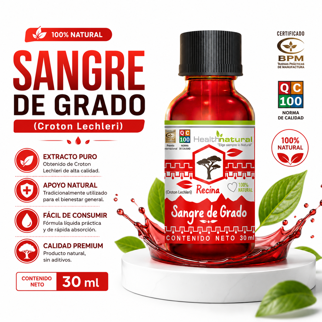 RESINA DE SANGRE DE GRADO HEALTHNATURAL 30ML - 1