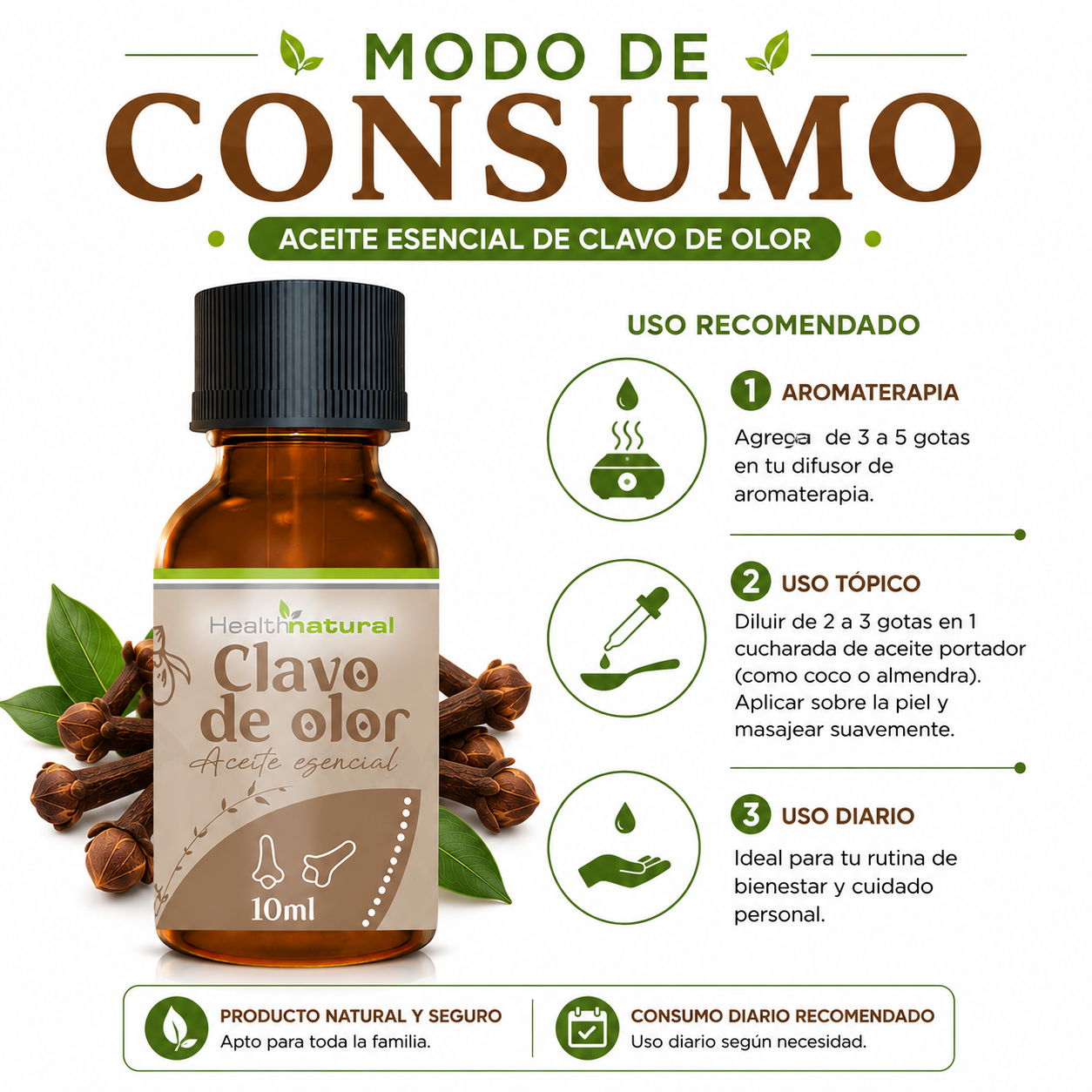 ACEITE ESENCIAL DE CLAVO DE OLOR HEALTHNATURAL 10ML - 3