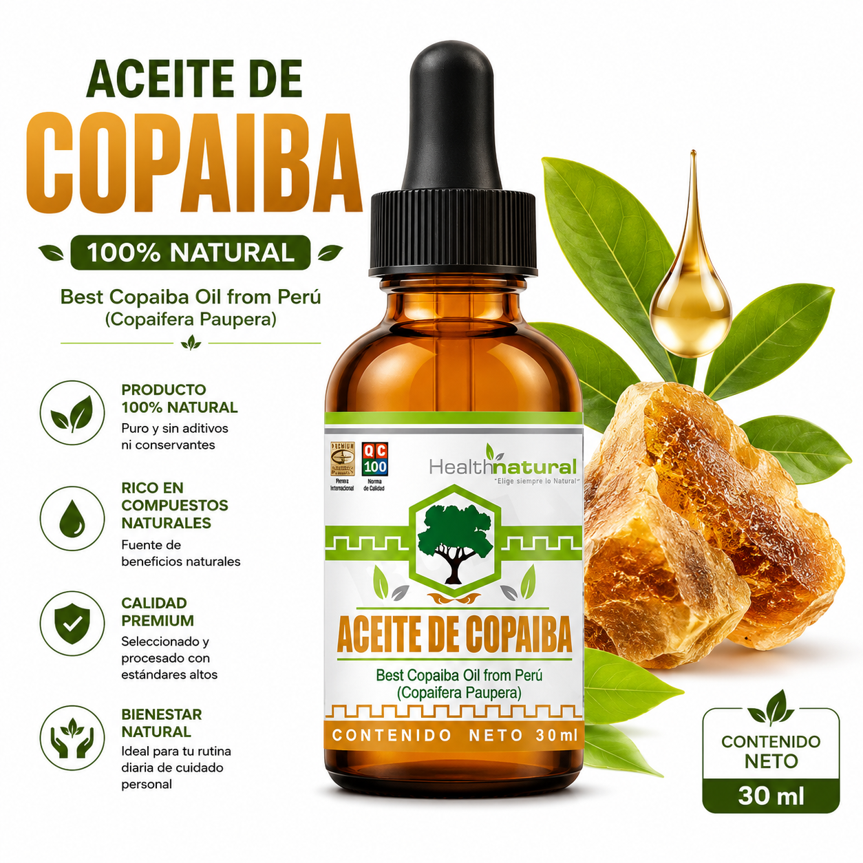 ACEITE DE COPAIBA HEALTHNATURAL 30ML - 1