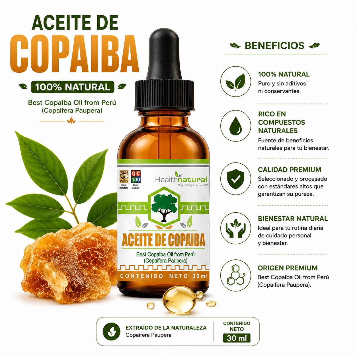PACK 3 ACEITE DE COPAIBA HEALTHNATURAL 90ML - 2