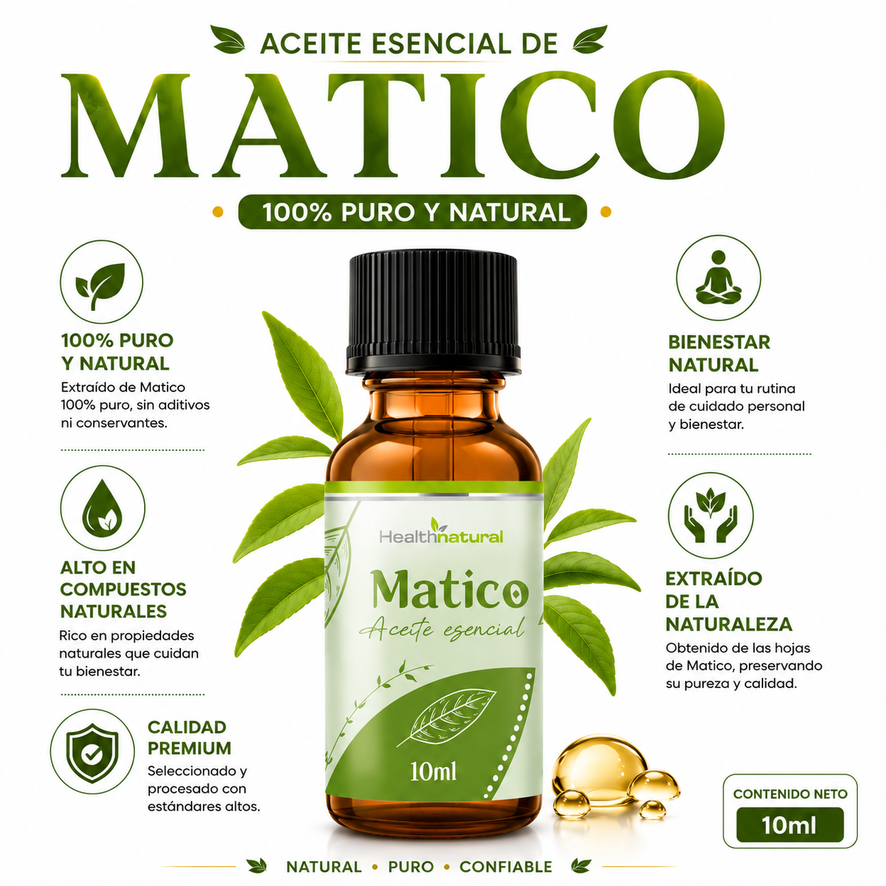 ACEITE ESENCIAL DE MATICO HEALTHNATURAL 10ML - 2