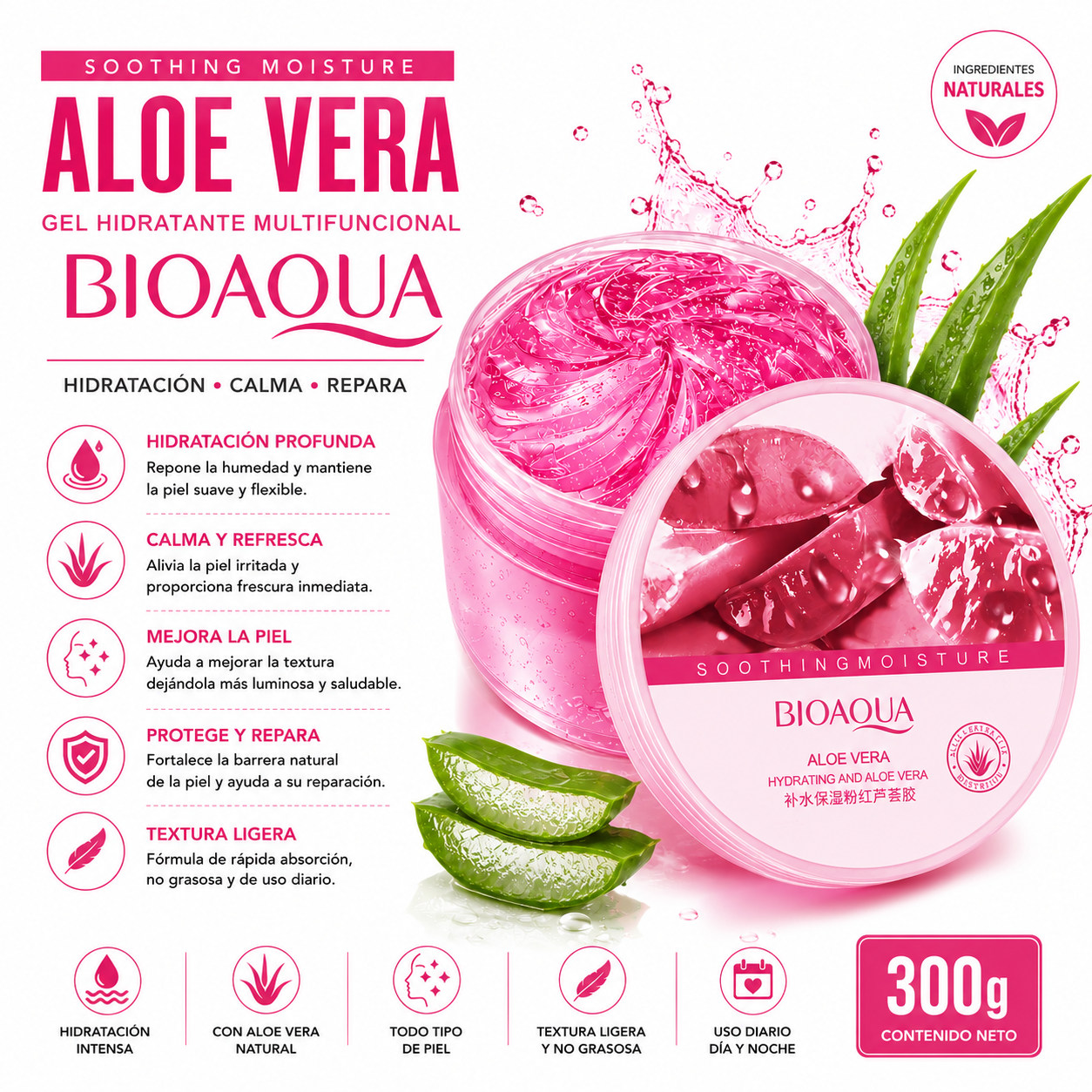 GEL ALOE VERA ROSA BIOAQUA 300G - 1