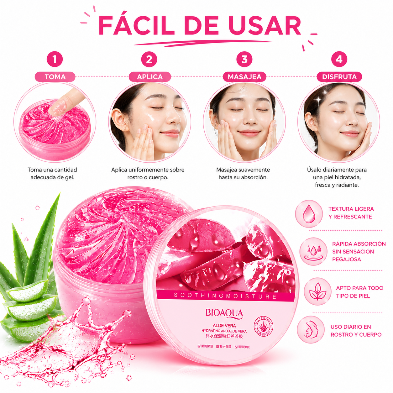 GEL ALOE VERA ROSA BIOAQUA 300G - 3