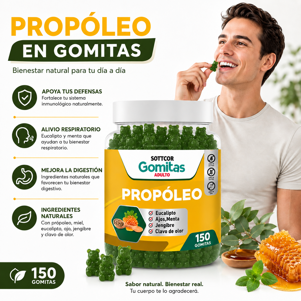 GOMITAS PROPÓLEO PARA ADULTOS 150 GOMITAS SOTTCOR LABS - 2