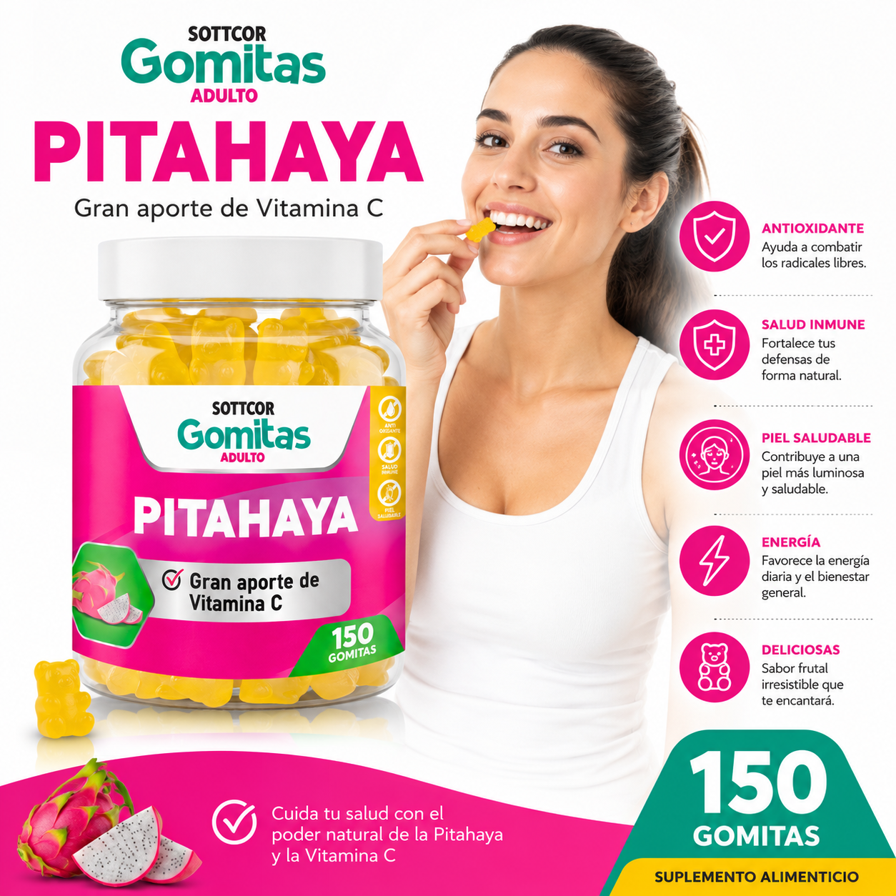 GOMITAS DE PITAHAYA ADULTOS 150 GOMITAS SOTTCOR LABS - 2