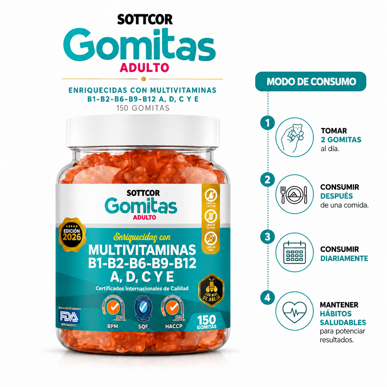 GOMITAS MULTIVITAMINAS 150 GOMITAS SOTTCOR LABS - 3