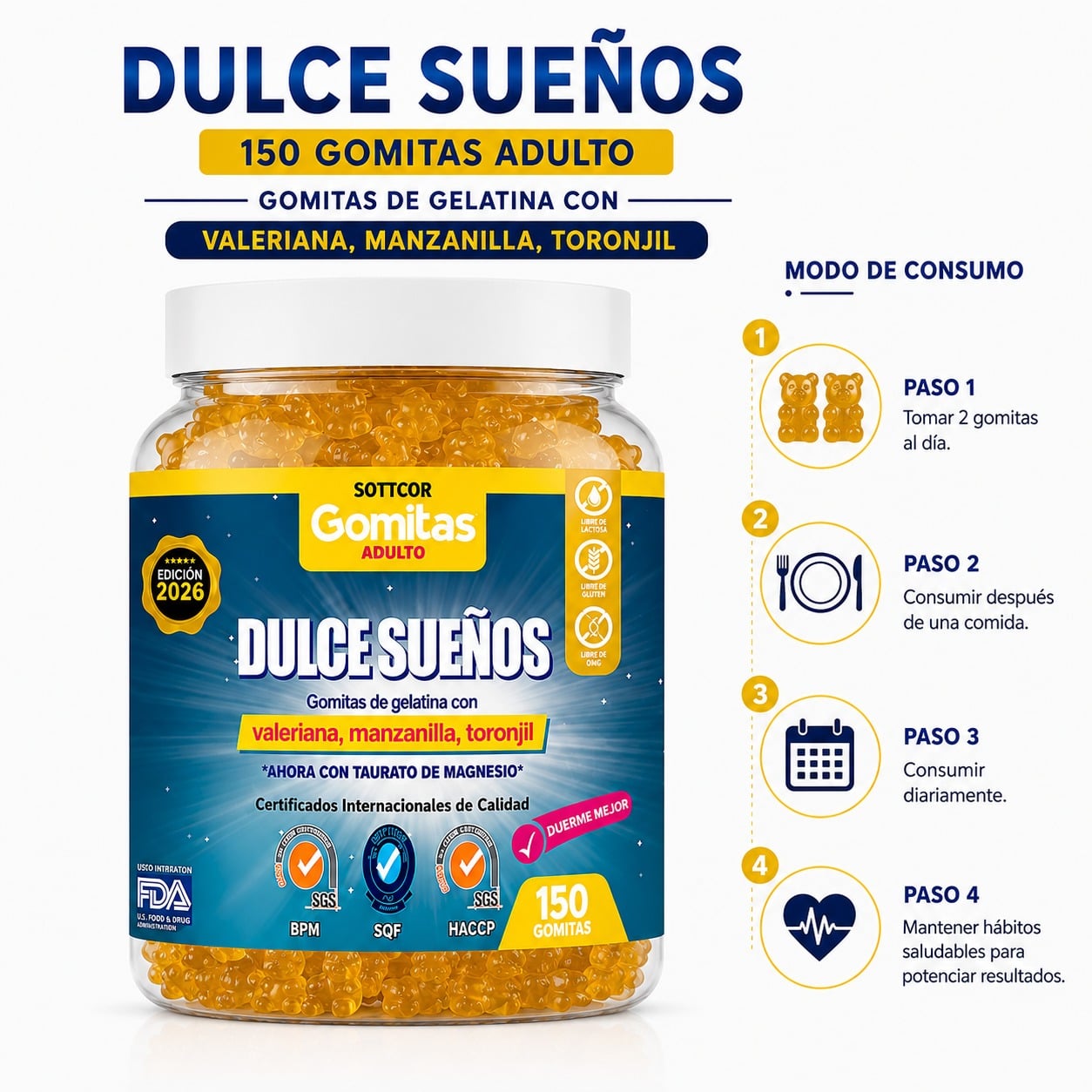GOMITAS DULCES SUEÑOS CON VALERIANA 150 UND SOTTCOR LABS - 3