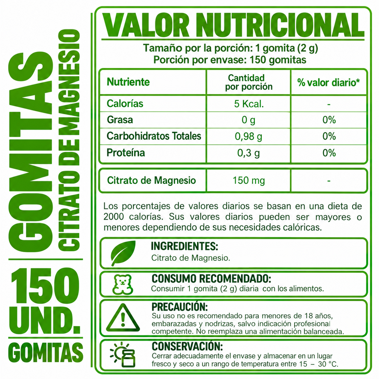 GOMITAS CITRATO DE MAGNESIO PARA ADULTOS 150 GOMITAS SOTTCOR LABS - 2