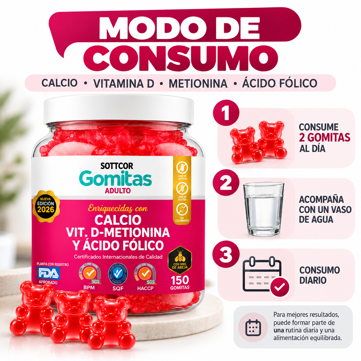 GOMITAS CALCIO PARA ADULTOS 150 GOMITAS SOTTCOR LABS - 4