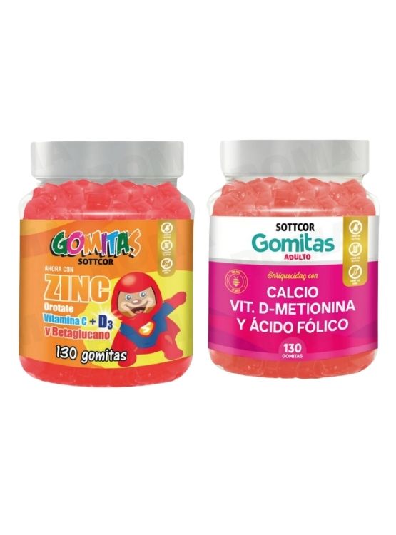 PACK 2 GOMITAS ZINC OROTATE NIÑOS 130UND + GOMITAS CALCIO 130UND - 1