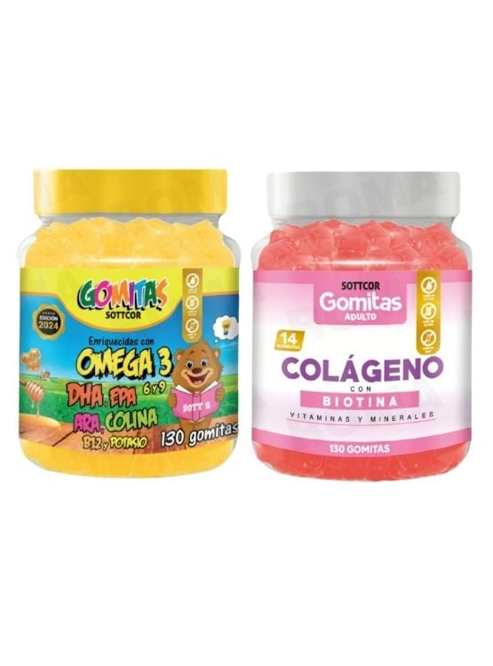 PACK 2 GOMITAS OMEGA 3 NIÑOS + COLAGENO ADULTOS 130 UND - 1