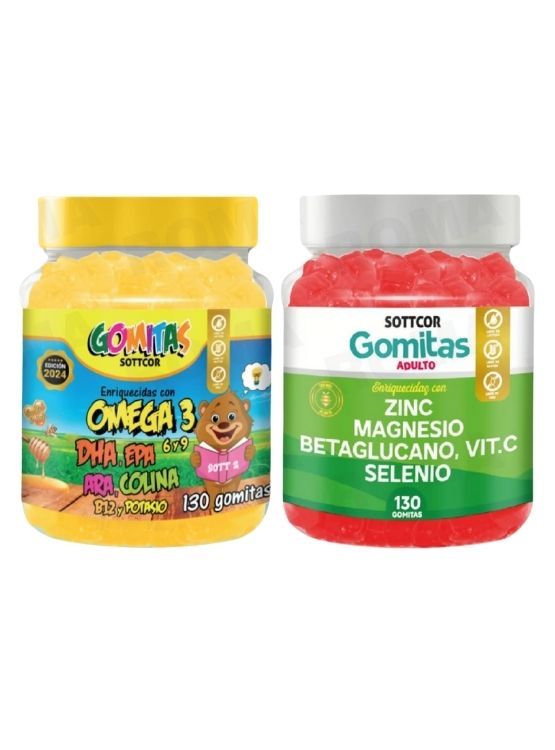 PACK 2 GOMITAS OMEGA 3 NIÑOS + ZINC ADULTO 260 UND - 1