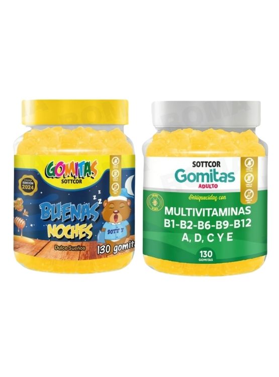 PACK 2 GOMITAS BUENAS NOCHES NIÑOS + MULTIVITAMINAS ADULTOS 260 UND - 1