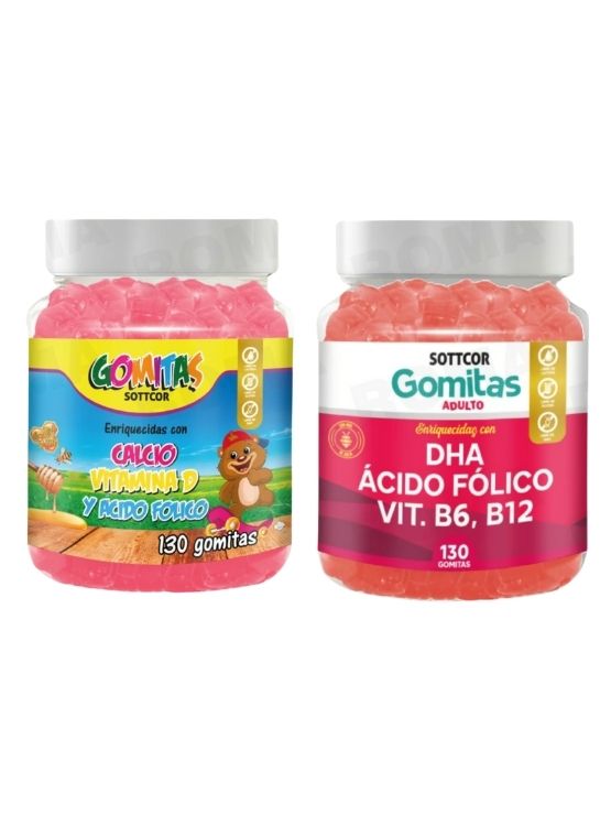 PACK 2 GOMITAS CALCIO NIÑOS + DHA ACIDO FOLICO 260 UND - 1