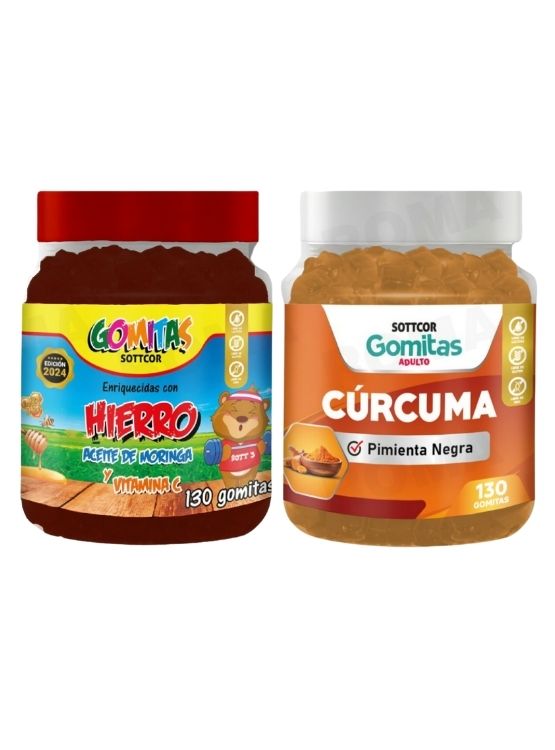 PACK 2 GOMITAS HIERRO NIÑOS + GOMITAS CÚRCUMA 260 UND - 1