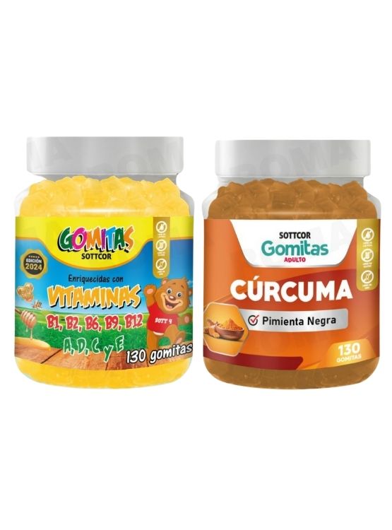 PACK 2 GOMITAS VITAMINAS PARA NIÑOS + GOMITAS CÚRCUMA 260 UND - 1