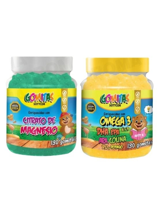 PACK 2 GOMITAS CITRATO DE MAGNESIO NIÑOS + OMEGA 3 NIÑOS 260 UND - 1