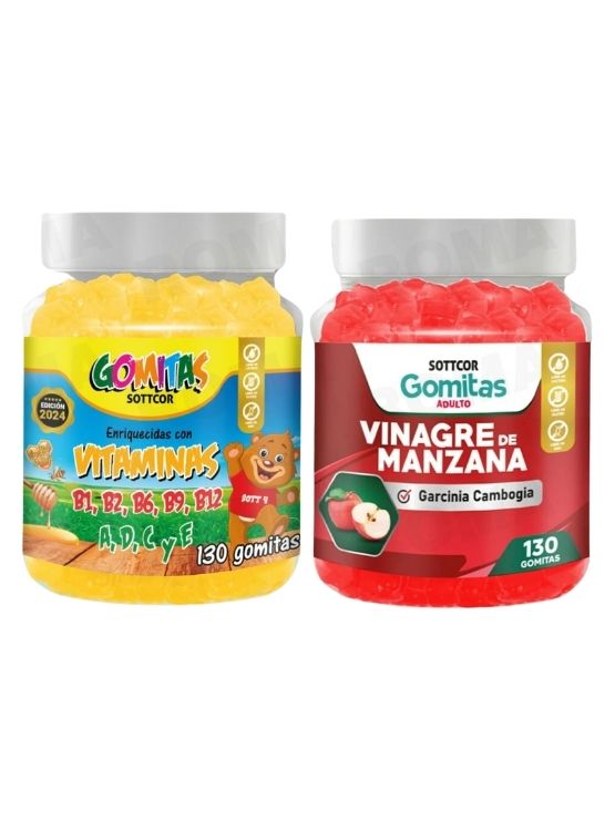 PACK 2 GOMITAS VITAMINAS PARA NIÑOS + VINAGRE DE MANZANA 130 UND - 1