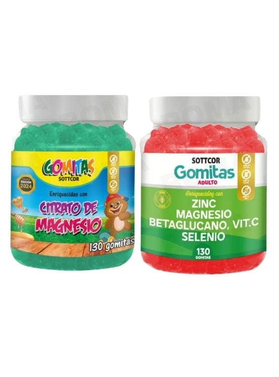 PACK 2 GOMITAS CITRATO DE MAGNESIO NIÑOS + ZINC ADULTO 260 UND - 1