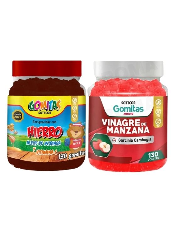 PACK 2 GOMITAS HIERRO NIÑOS  + VINAGRE DE MANZANA 130 UND - 1