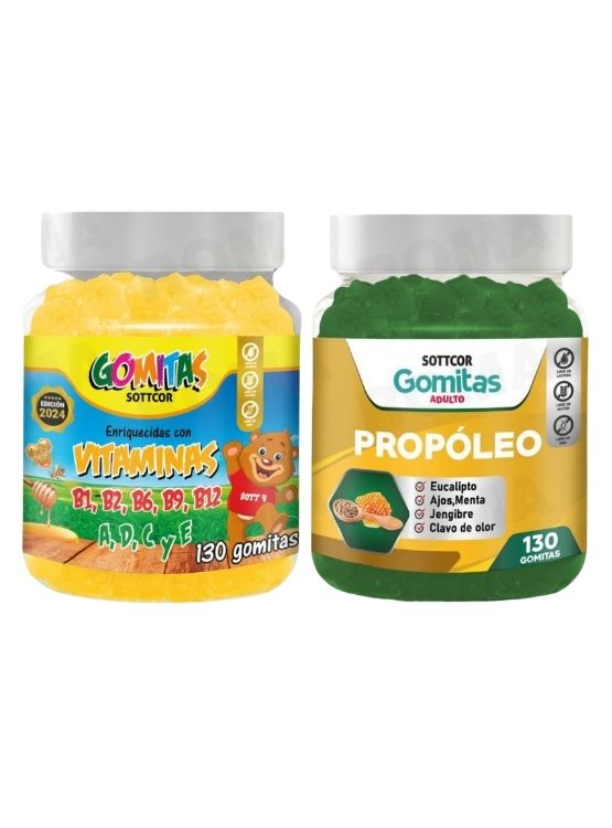 PACK 2 GOMITAS VITAMINAS PARA NIÑOS + PROPOLEO ADULTO 260 UND - 1