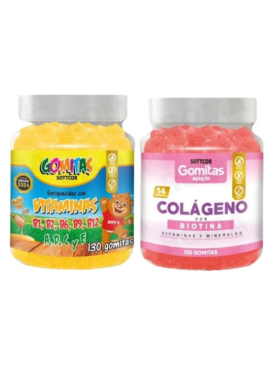 PACK 2 GOMITAS VITAMINAS PARA NIÑOS + COLAGENO ADULTOS 130 UND - 1