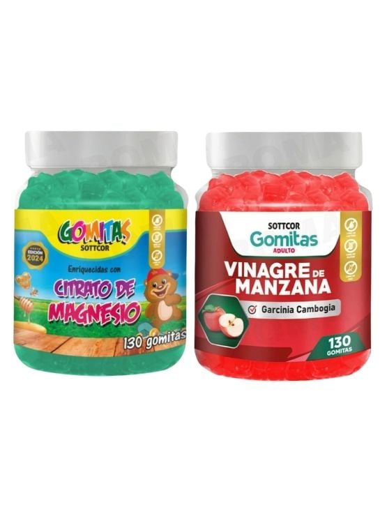 PACK 2 CITRATO DE MAGNESIO NIÑOS 130UND + VINAGRE DE MANZANA 130UND - 1