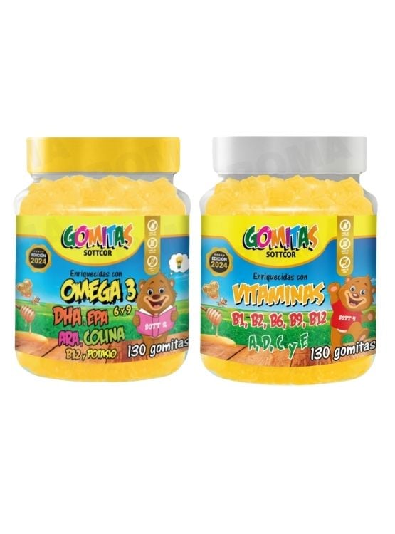 PAC 2 GOMITAS OMEGA 3 NIÑOS + VITAMINAS PARA NIÑOS 260 UND - 1