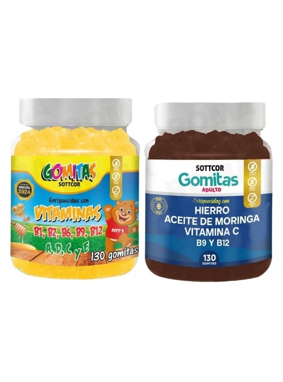 PACK 2 GOMITAS VITAMINAS PARA NIÑOS + HIERRO ADULTOS 260 UND - 1