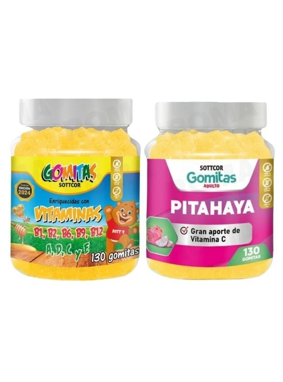 PACK 2 GOMITAS VITAMINAS PARA NIÑOS + PITAHAYA ADULTOS 130 UND - 1