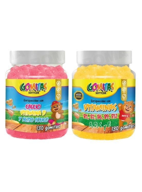 PAC 2 GOMITAS CALCIO NIÑOS + VITAMINAS PARA NIÑOS 260 UND - 1