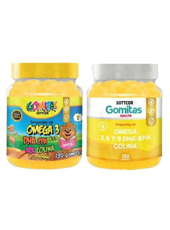 PACK 2 GOMITAS OMEGA 3 NIÑOS + OMEGA 3 ADULTO 260 UND - 1