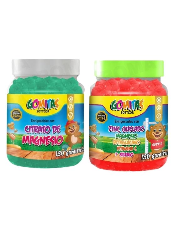 PACK 2 GOMITAS CITRATO DE MAGNESIO NIÑOS + ZINC QUELADO NIÑOS 260 UND - 1
