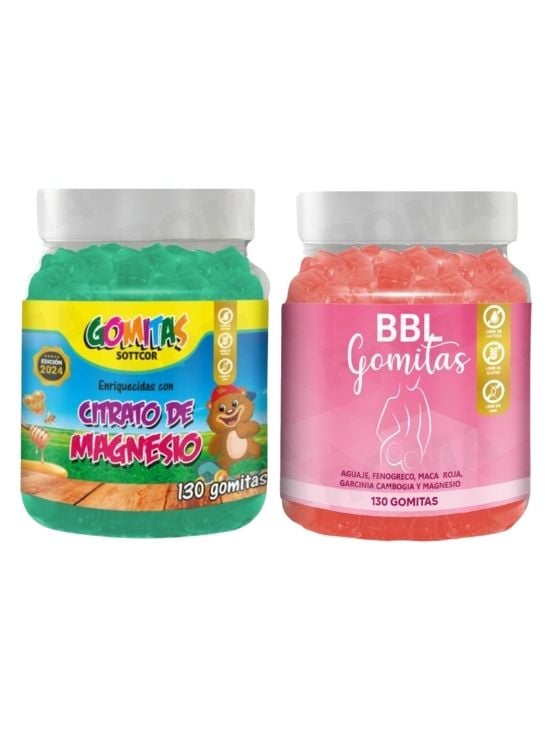 PACK 2 GOMITAS CITRATO DE MAGNESIO NIÑOS + GOMITAS AGUAJE BBL 260UND - 1