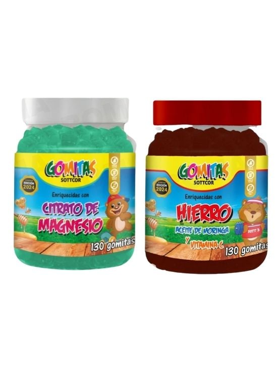 PACK 2 GOMITAS CITRATO DE MAGNESIO NIÑOS + HIERRO NIÑOS 260 UND - 1