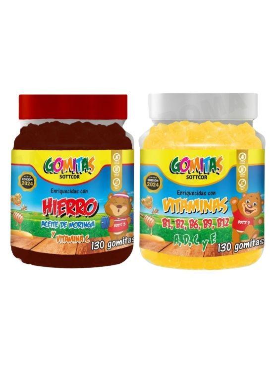 PAC 2 GOMITAS HIERRO NIÑOS + VITAMINAS PARA NIÑOS 260 UND - 1