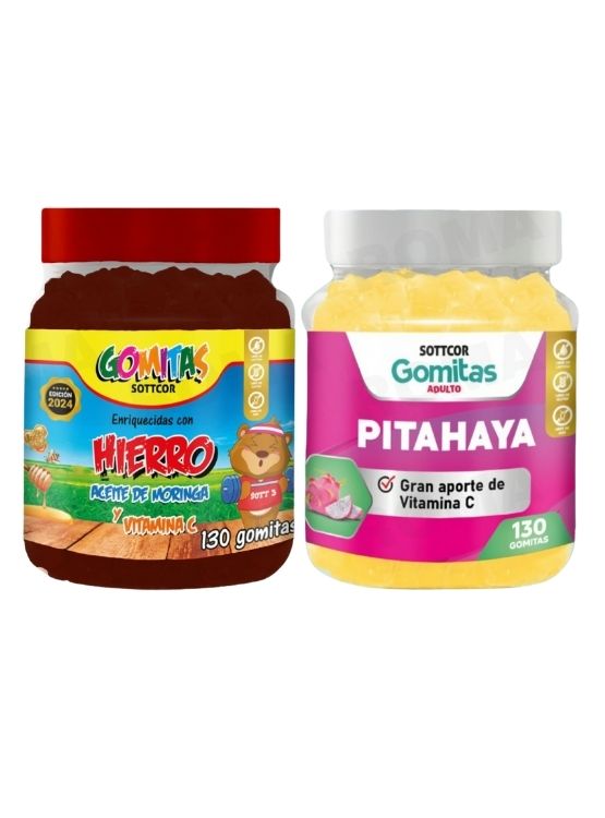 PACK 2 GOMITAS HIERRO NIÑOS  + PITAHAYA ADULTOS 130 UND - 1